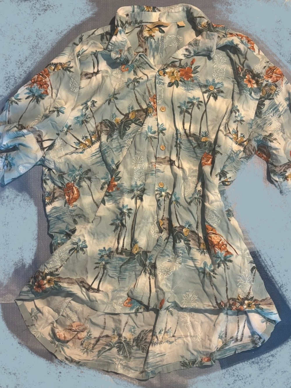 Aloha Hawaii Hawaiian blue surfer shirt beach beachy boho